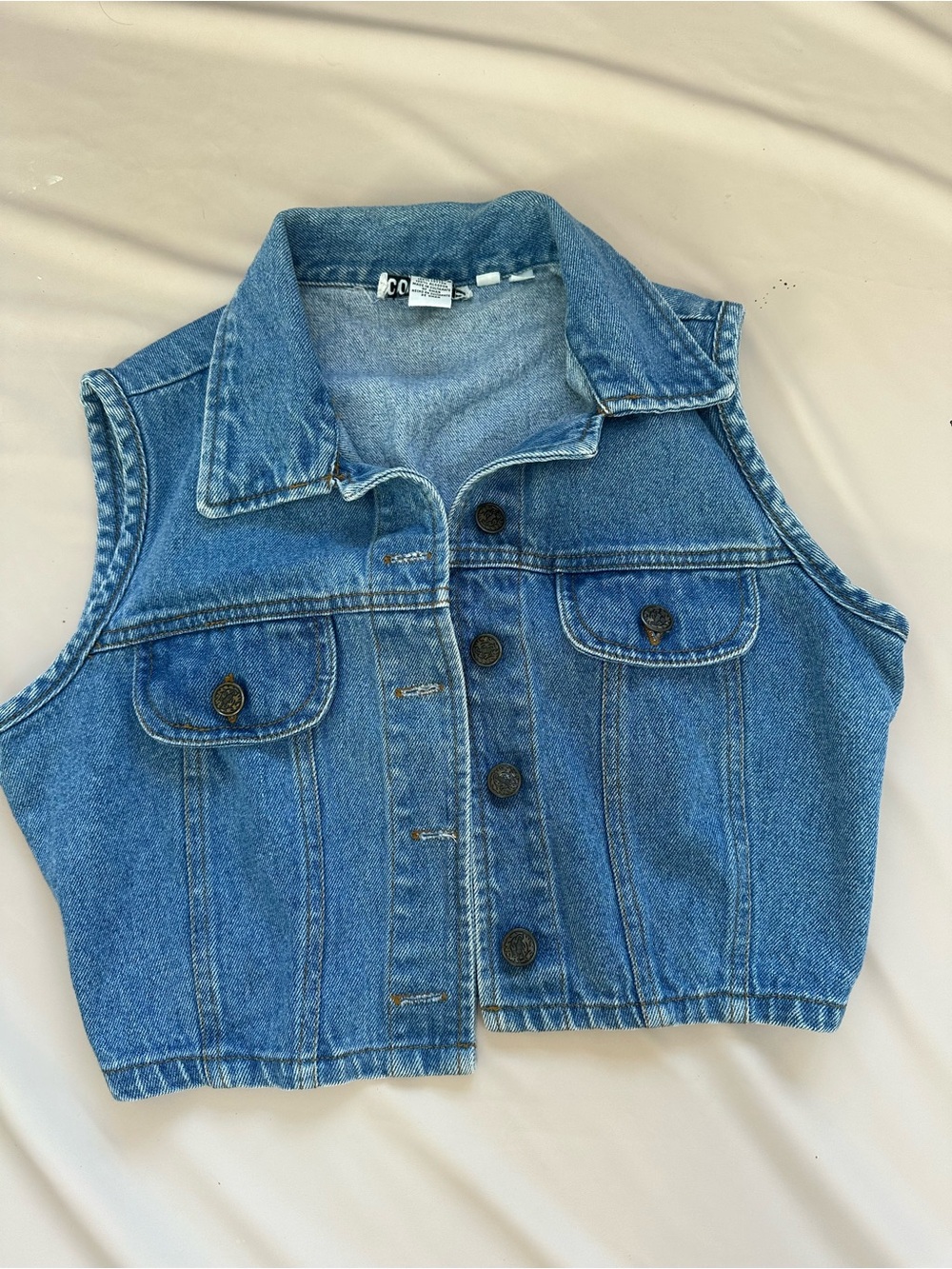Vintage Denim Vest Crop Y2K